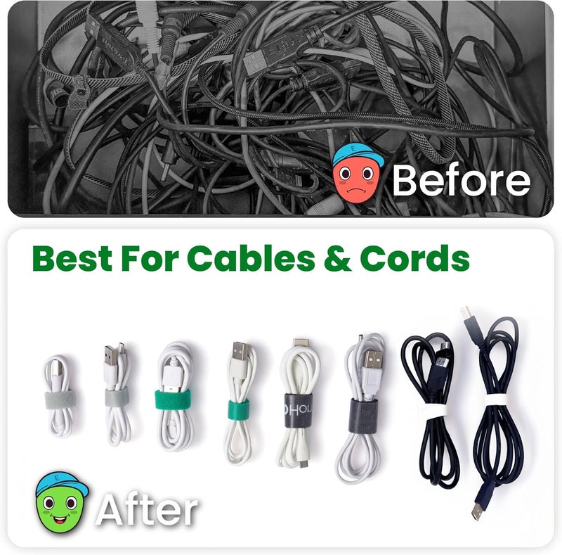 ECOHomes 1 Inch x 30 FT Double Sided Hook and Loop Roll Tape - Two Sided, Self Stick, Reusable Cable Ties Wrap for Cable Management, Heavy Duty Extender Straps Long Wire Strips Band Black - Image 2